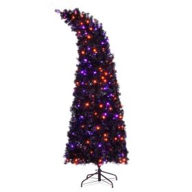 7ft Wizard Hat Shape Automatic Tree Structure PVC Material 1050 Branches 400 Lights 10 Functions With Remote Control Christmas Tree Purple And Or