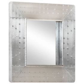 Aviator Mirror Silver Metal 19.7 x 19.7 in Decorative Inlays