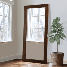 71"*31"Solid Wood Straight-edged, Right-angled, Rectangular Walnut Full-length Mirror for Living Room, Bedroom, Hanging or Leaning Against The Wa