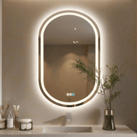 Tempered Glass Frame Mirror with Anti-Fog and Anti-Shatter Features,20"x28" Rectangular Wall-Mounted Bathroom Mirror (PS17-70: PS17-70)